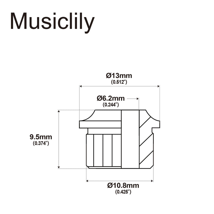 Dimensions of musiclily pro steel vintage modern 6mm to 10mm guitar tuner conversion bushings tuning pegs adapter ferrules mx1846 6p