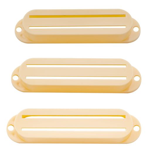 musiclily basic plastic rail blade guitar single coil sized humbucker pickup covers set for strat style mx1848 3p, mint ivory color