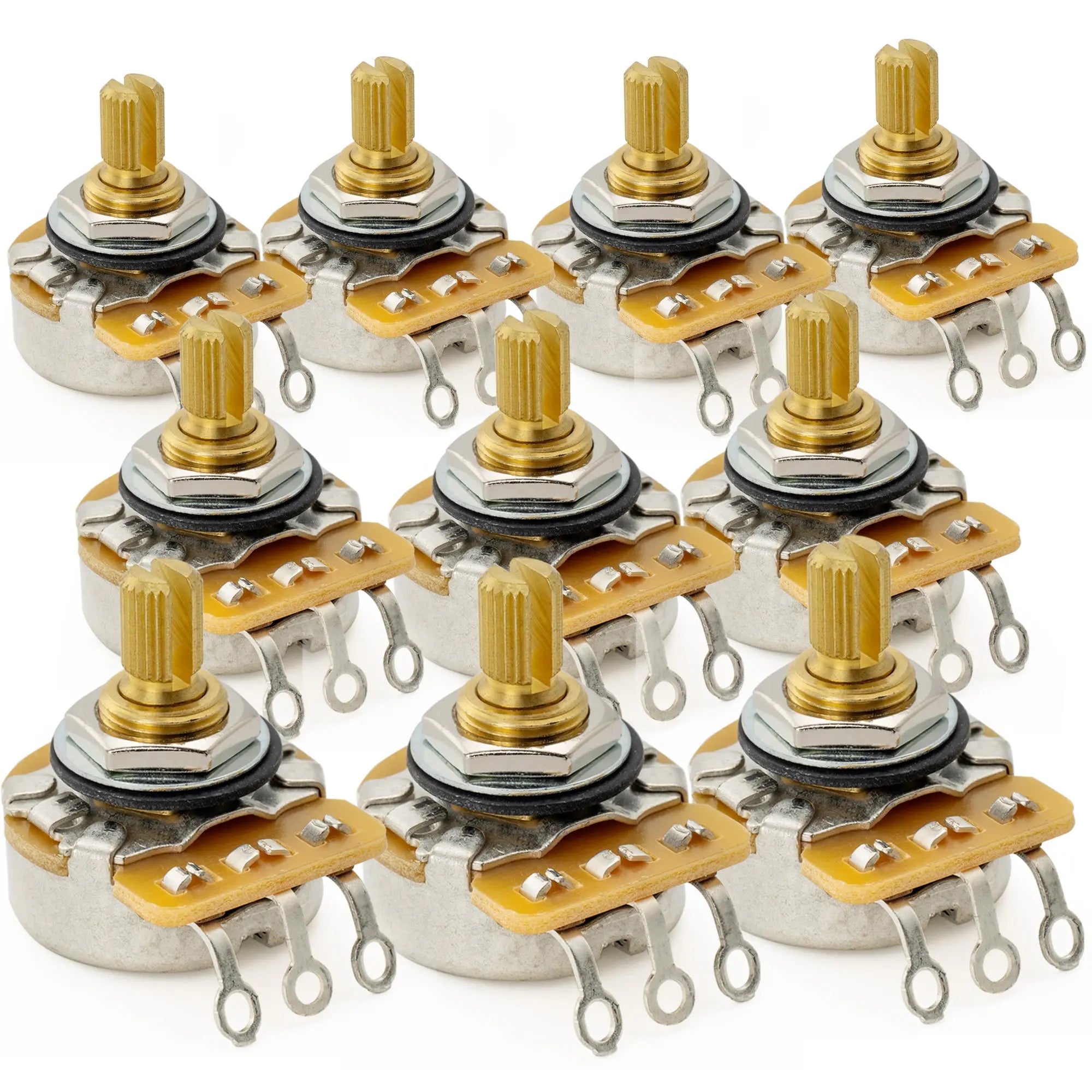 cts 450g a250k pot brass short split shaft 1 4 inch 10 audio taper potentiometer for electric guitar bass mx1860, 10 pcs