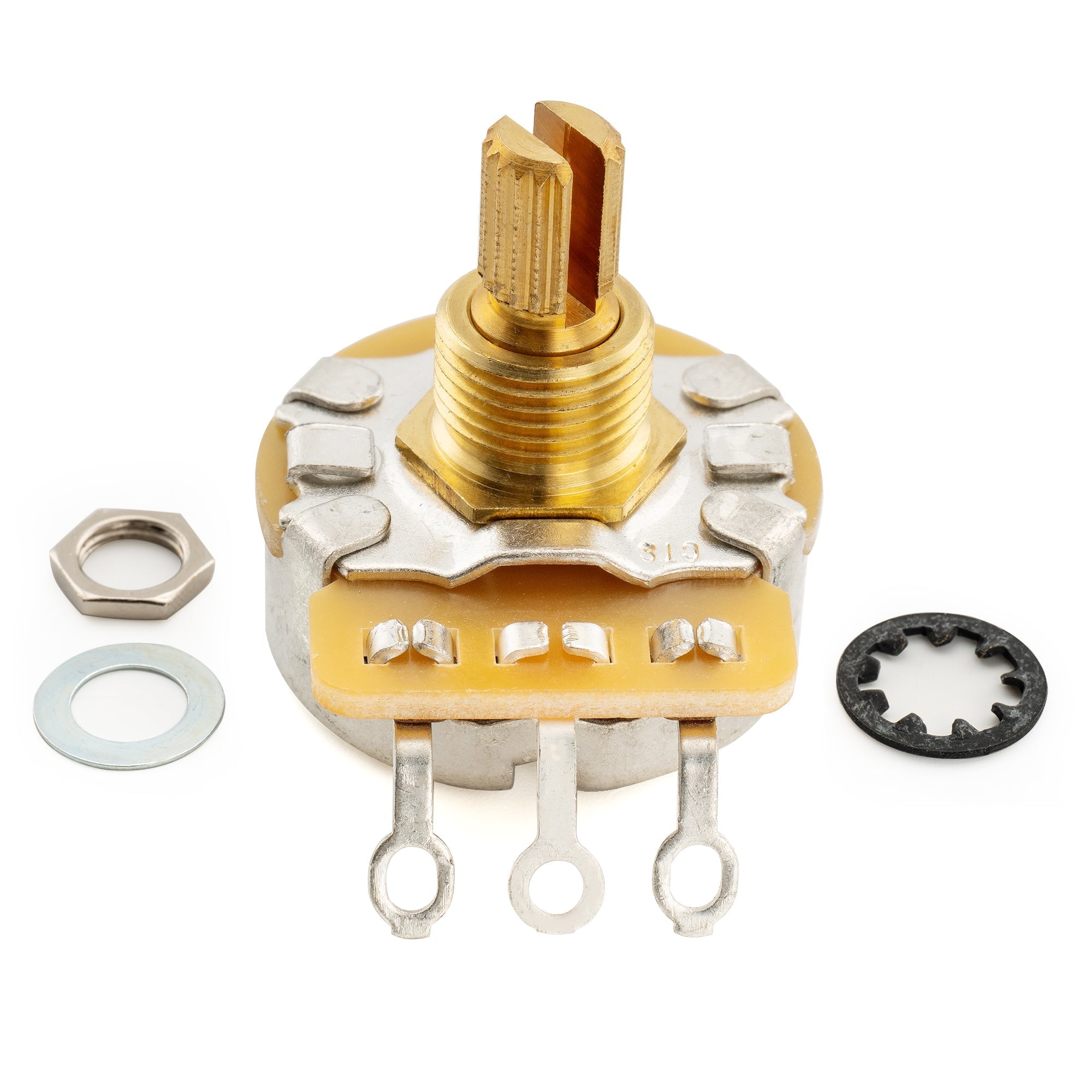 CTS 450G A250K Pot Metric Coarse 18-Spline Brass Short Split Shaft 1/4 Inch 10% Audio Taper Potentiometer for Electric Guitar Bass CTS