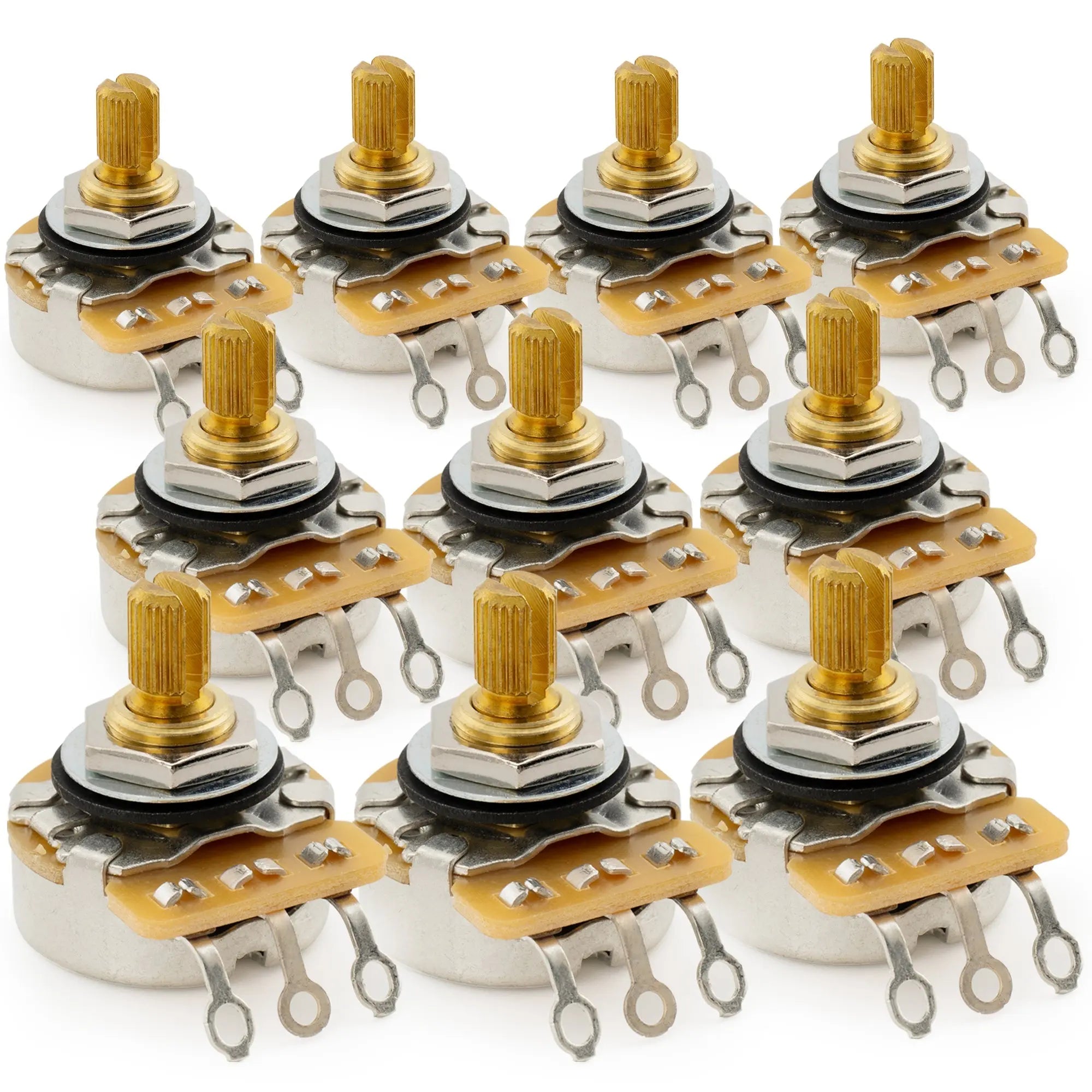 cts 450g vintage tone a250k pot brass short split shaft 1 4 inch 10 audio taper potentiometer for electric guitar bass mx1862, 10 pcs
