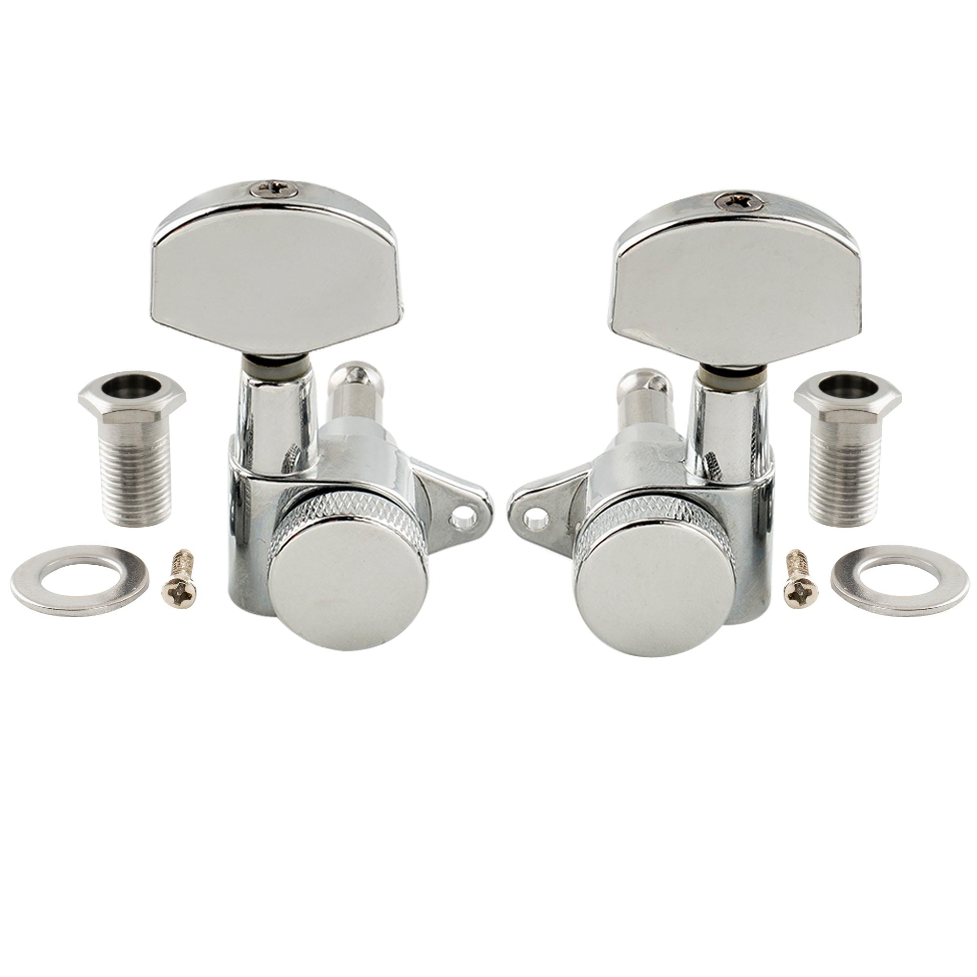 Musiclily Pro R15J-16 3R3L Rapport 15:1 Têtes de machine verrouillables entièrement scellées, mécaniques, clés de réglage avec gros bouton hexagonal, vis à angle droit pour guitare acoustique électrique