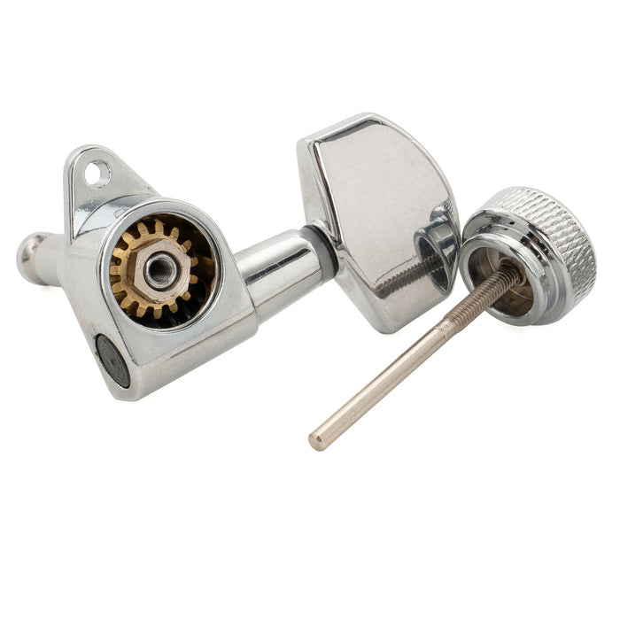 Musiclily Pro R15J Single 15:1 Ratio Full Sealed Locking Machine Head Treble Side Tuner Tuning Peg Key with Big Hex Button Right Angle Screw for Acoustic Electric Guitar