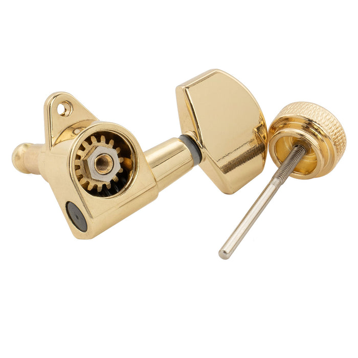 Musiclily Pro Single 15:1 Ratio Full Sealed Locking Machine Head Treble Side Tuner Tuning Peg Key with Big Hex Button Right Angle Screw for Acoustic Electric Guitar