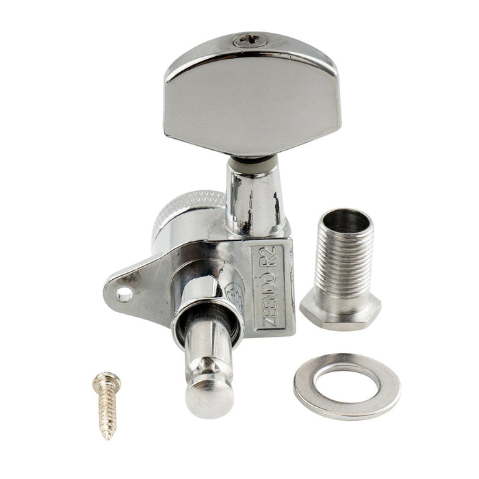 Musiclily Pro R15J Single 15:1 Ratio Full Sealed Locking Machine Head Bass Side Tuner Tuning Peg Key with Big Hex Button Right Angle Screw for Acoustic Electric Guitar