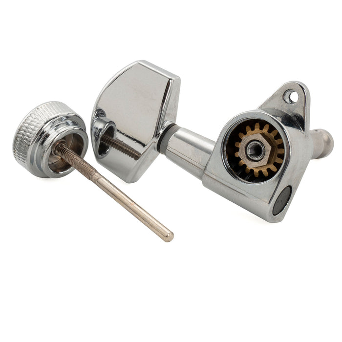Musiclily Pro R15J Single 15:1 Ratio Full Sealed Locking Machine Head Bass Side Tuner Tuning Peg Key with Big Hex Button Right Angle Screw for Acoustic Electric Guitar