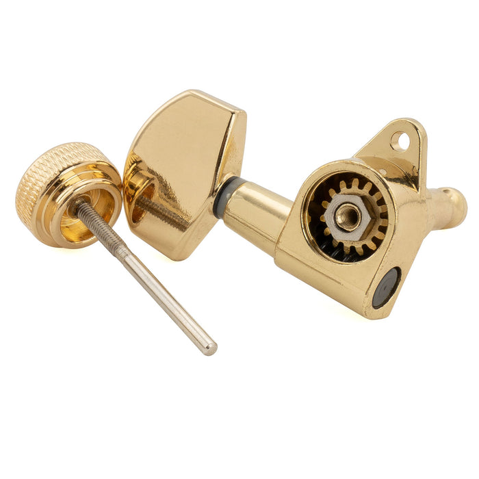 Musiclily Pro Single 15:1 Ratio Full Sealed Locking Machine Head Bass Side Tuner Tuning Peg Key with Big Hex Button Right Angle Screw for Acoustic Electric Guitar