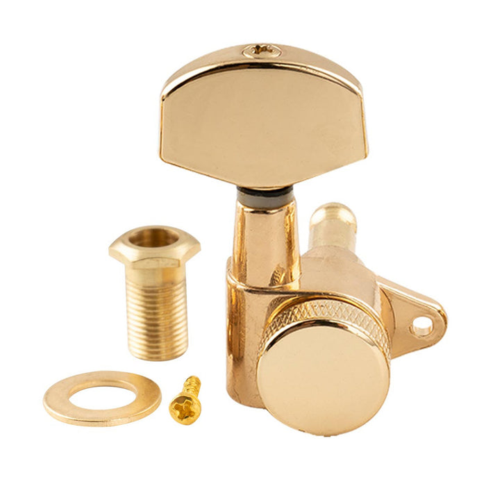 Musiclily Pro Single 15:1 Ratio Full Sealed Locking Machine Head Bass Side Tuner Tuning Peg Key with Big Hex Button Right Angle Screw for Acoustic Electric Guitar