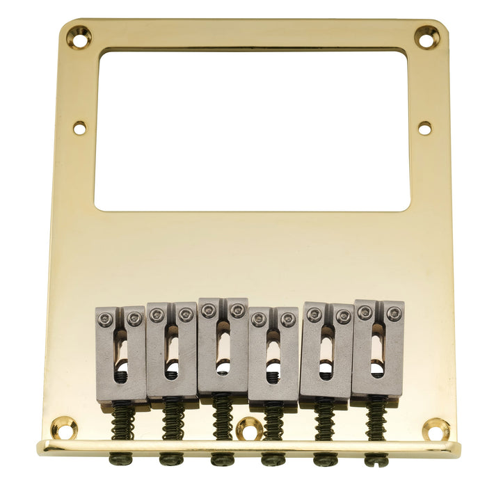 musiclily pro 54mm2 1 8 inch humbucker guitar bridge with 6 stainless steel saddle for tele style electric guitar mx1893p, gold