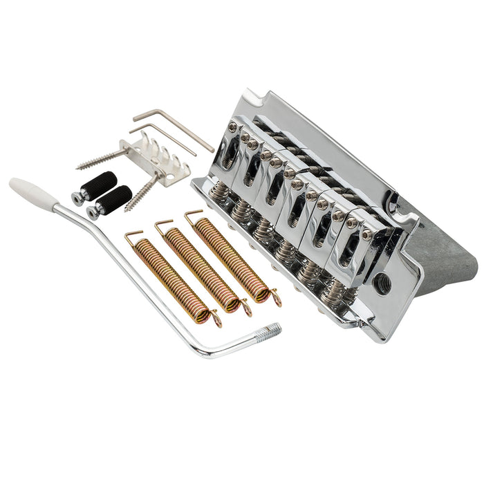 musiclily pro 52 5mm 2 point style short block guitar tremolo bridge for squier strat mx1905p, chrome