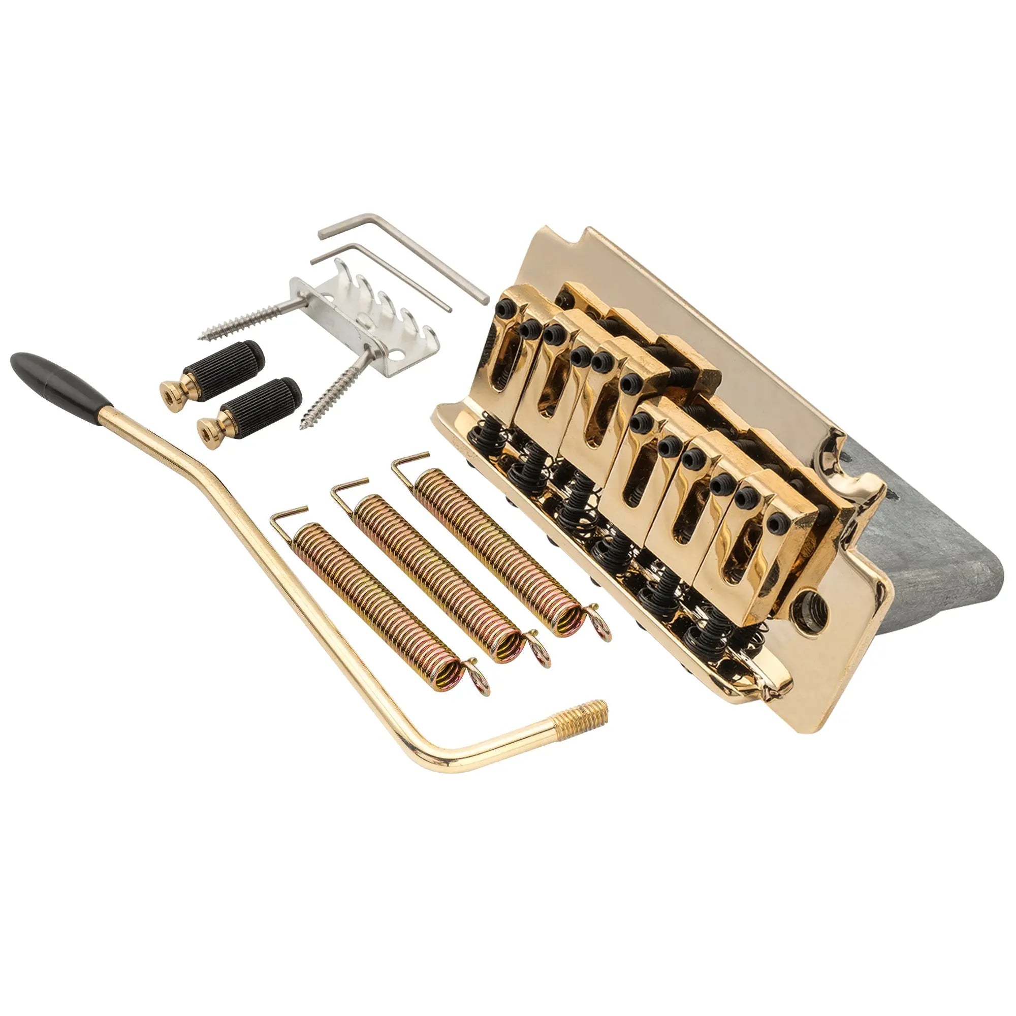 musiclily pro 52 5mm 2 point style short block guitar tremolo bridge for squier strat mx1905p, gold
