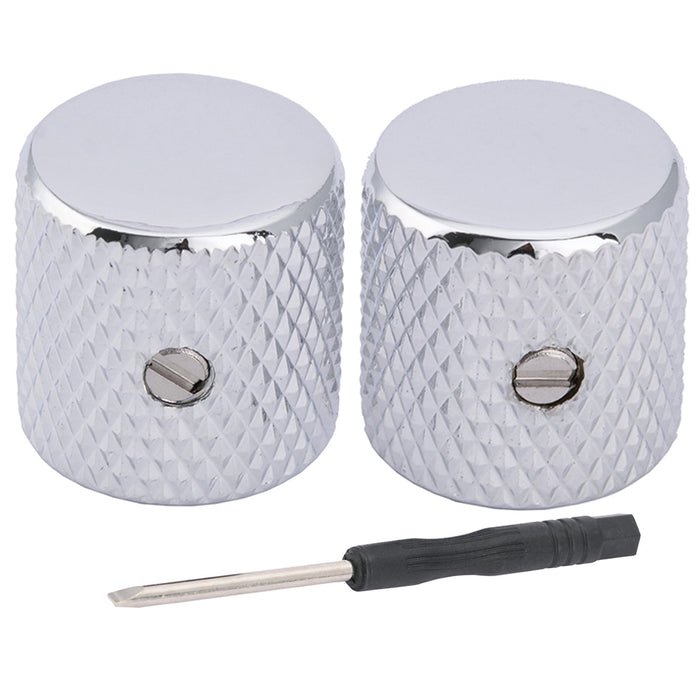 musiclily pro 6mm steel flat top control knob with set screw for electric guitar bass mx1913 2p, chrome