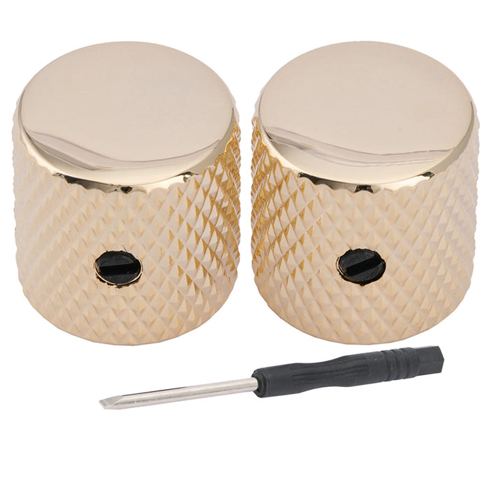 musiclily pro 6mm steel flat top control knob with set screw for electric guitar bass mx1913 2p, gold