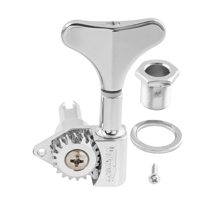 Wilkinson Single 20:1 Ratio Open Gear Machine Head Treble Side Tuner Tuning Peg Key with Y-Style Button for Electric Bass