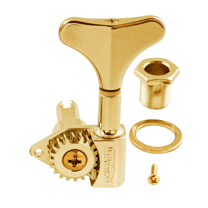 Wilkinson Single 20:1 Ratio Open Gear Machine Head Treble Side Tuner Tuning Peg Key with Y-Style Button for Electric Bass