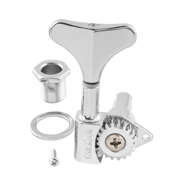 Wilkinson Single 20:1 Ratio Open Gear Machine Head Bass Side Tuner Tuning Peg Key with Y-Style Button for Electric Bass