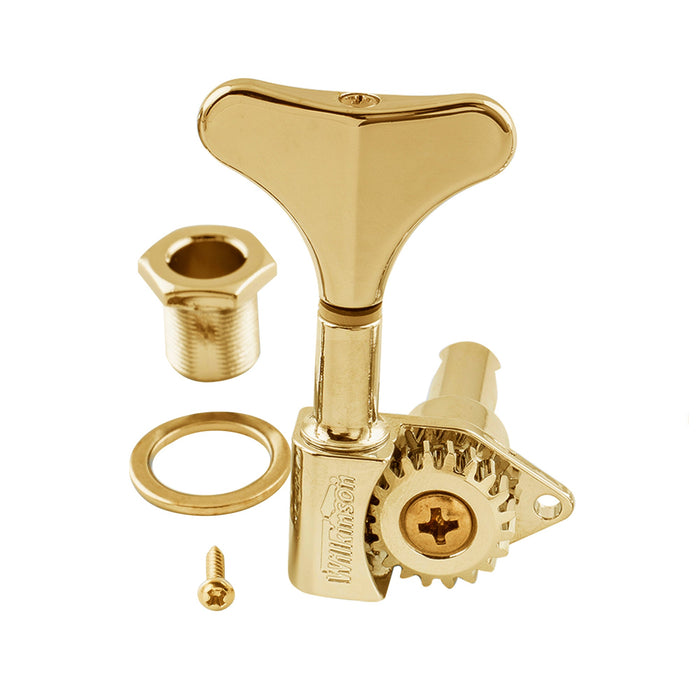 Wilkinson Single 20:1 Ratio Open Gear Machine Head Bass Side Tuner Tuning Peg Key with Y-Style Button for Electric Bass