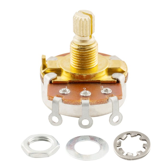 Musiclily Pro 250K Messingwelle metrisch grobkantig 18 - Spline gespaltene kurze Wellen - Lautstärkeregler für E - Gitarre und Bass (Audio/Lineare Neigung) (Set von 4)