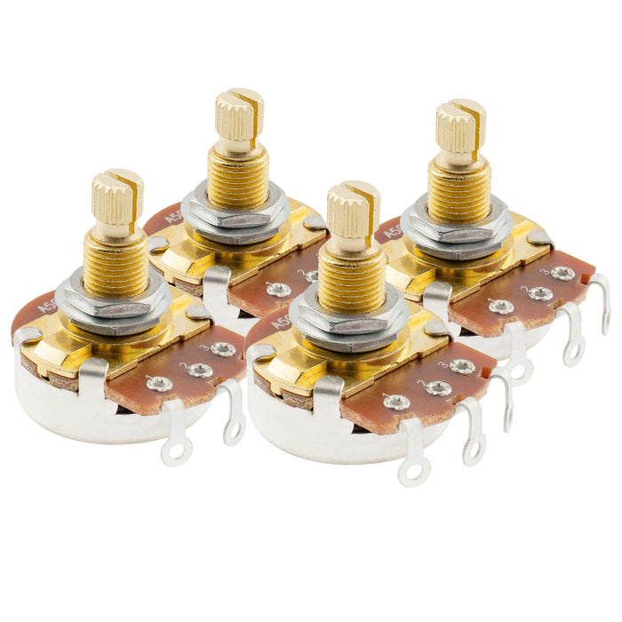 musiclily pro 500k brass shaft metric coarse 18 spline split shaft pots audio linear taper potentiometers for electric guitar bass mx1927 4