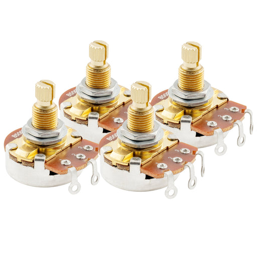 musiclily pro 500k brass shaft metric coarse 18 spline split shaft pots audio linear taper potentiometers for electric guitar bass mx1927 4, 4 pcs