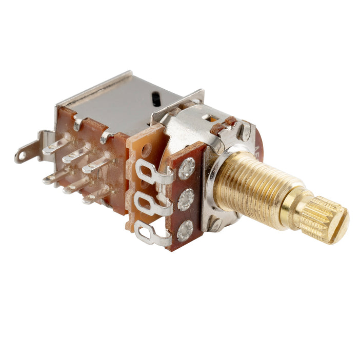 Musiclily Pro A500K 黄銅製ポット メトリック スプリット 標準シャフト 9.5mm プッシュプル オーディオテーパー ポテンショメーター エレキギター/ベース用