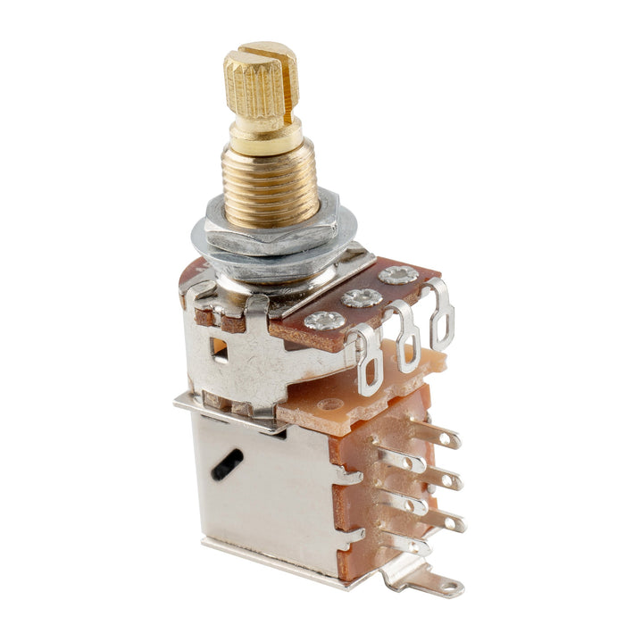 Musiclily Pro A500K 黄銅製ポット メトリック スプリット 標準シャフト 9.5mm プッシュプル オーディオテーパー ポテンショメーター エレキギター/ベース用