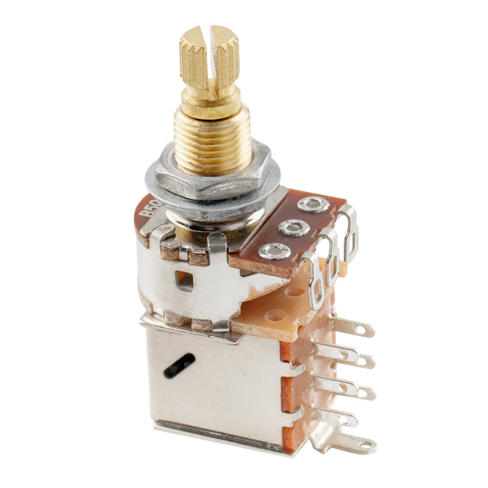 Musiclily Pro A500K 黄銅製ポット メトリック スプリット 標準シャフト 9.5mm プッシュプル オーディオテーパー ポテンショメーター エレキギター/ベース用