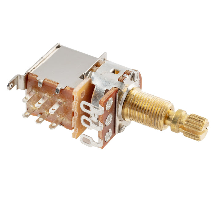 Musiclily Pro A500K ブラスポット メトリック分割スタンダードシャフト 9.5mm プッシュプッシュ オーディオテーパーポテンショメーター エレキギター/ベース用