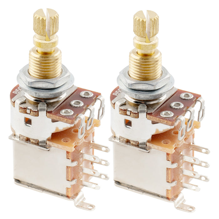musiclily pro 500k full brass metric coarse 18 spline split shaft pots push push audio linear taper potentiometers for electric guitar bass mx1931 2, 2 pcs