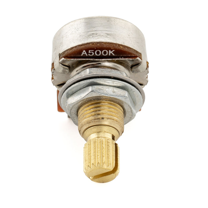 Musiclily Pro A500K Mini Pots Brass Metric Split Standard Shaft 9.5mm Audio Taper Potentiometers for Electric Guitar Bass (Set of 10)