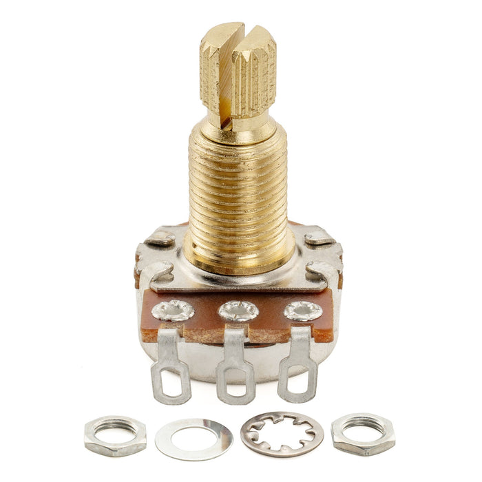 Musiclily Pro A500K Mini Pots Brass Metric Split Standard Shaft 9.5mm Audio Taper Potentiometers for Electric Guitar Bass (Set of 10)