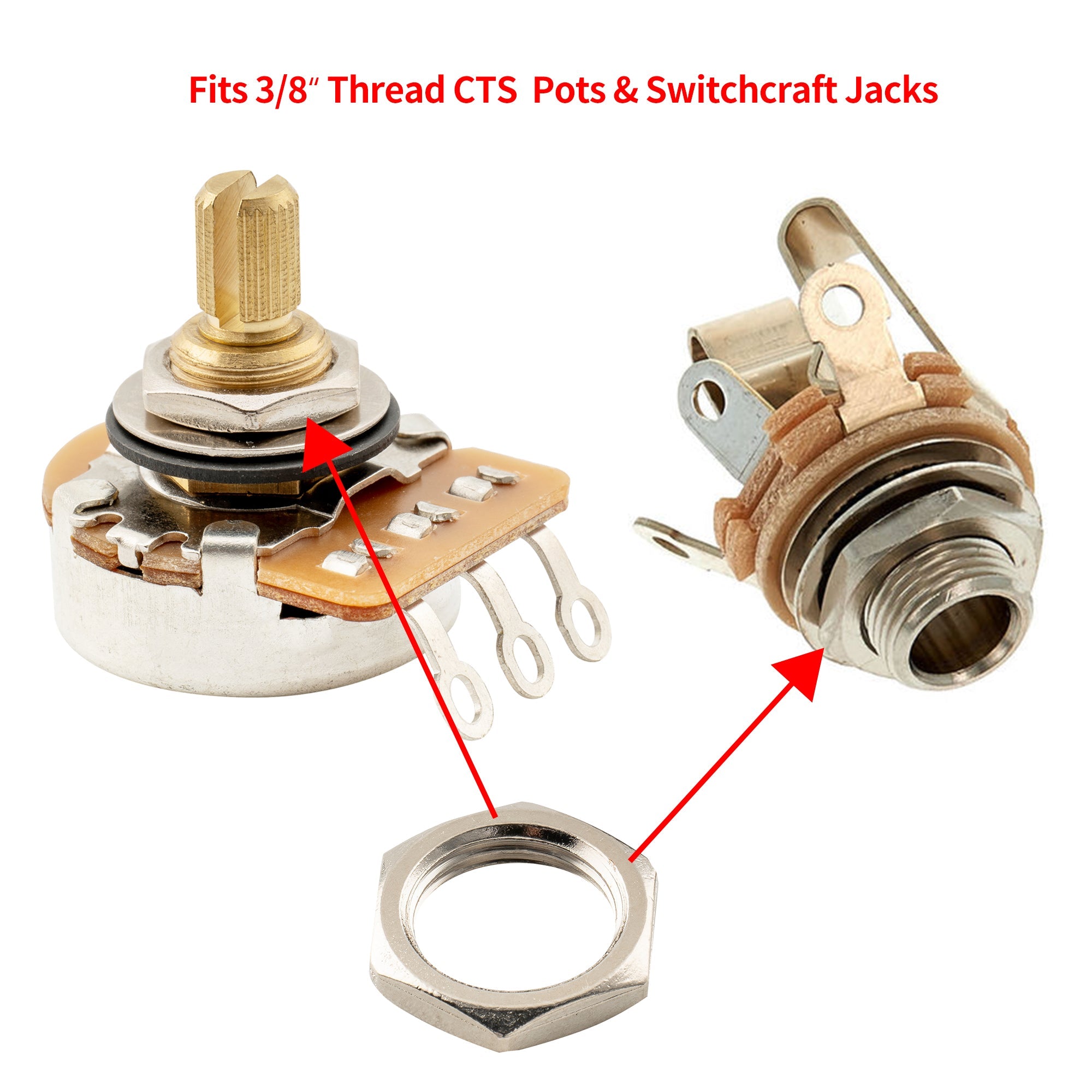 20 Dadi E Rondelle Per Chitarra 3/8'' - KAISH Per Potenziometri CTS O Jack Switchcraft - Foto 2