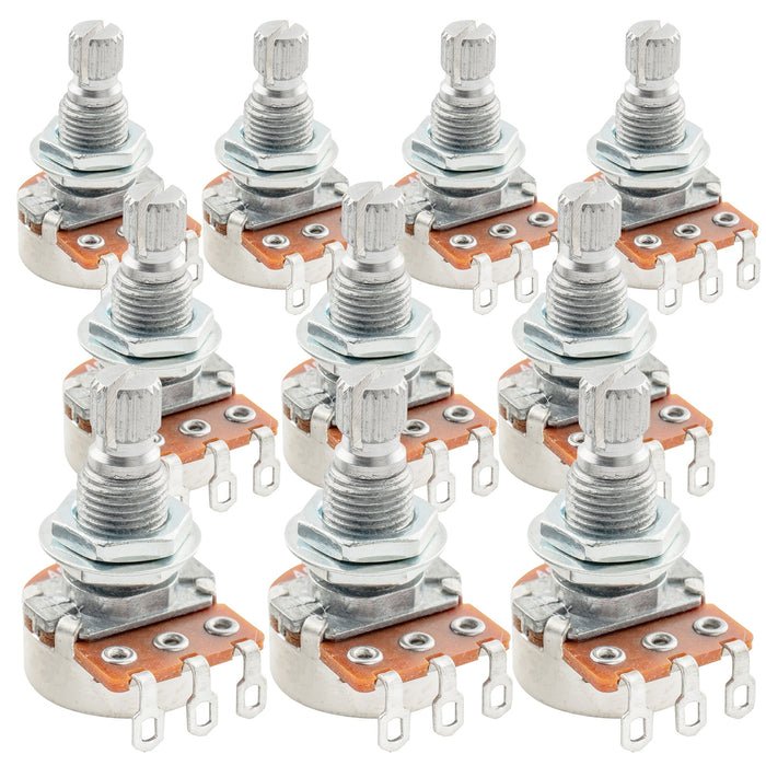 Alpha A500K Mini Pots Metric Split Standard Shaft 9.5mm Audio Taper Potentiometers for Electric Guitar Bass (Set of 10)