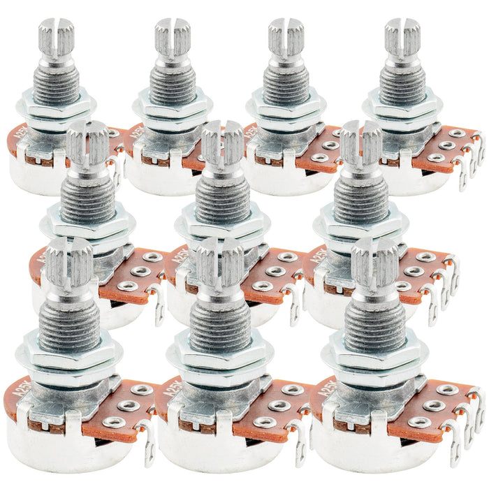 Alpha A25K Mini Pots Metric Split Standard Shaft 9.5mm Audio Taper Potentiometers for Active Pickups Electric Guitar Bass (Set of 10)