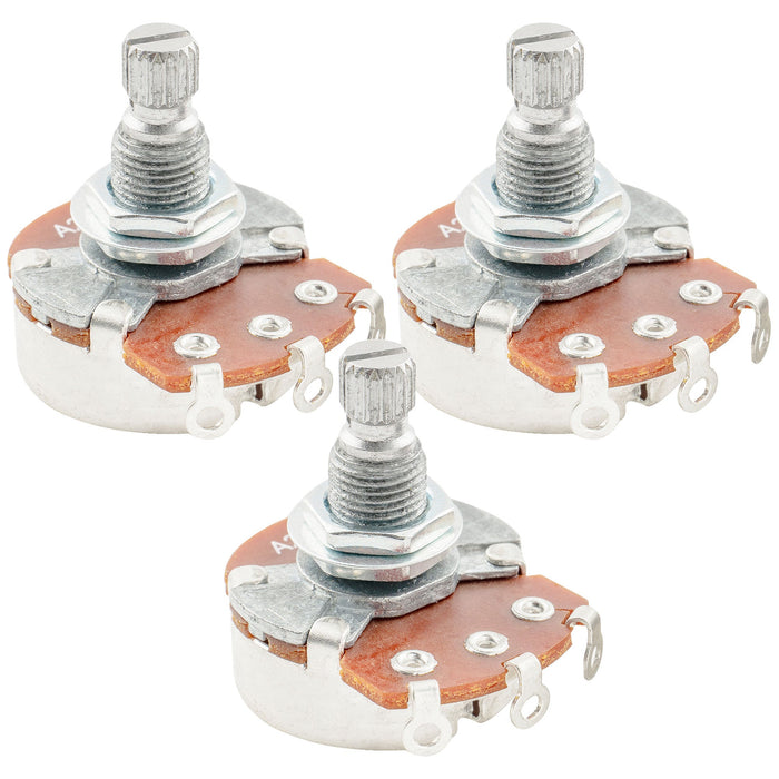 Alpha A250K Pots Metric Split Standard Shaft 9.5mm Audio Taper Potentiometers for ST Tele PB JB Style Electric Guitar Bass (Set of 3)