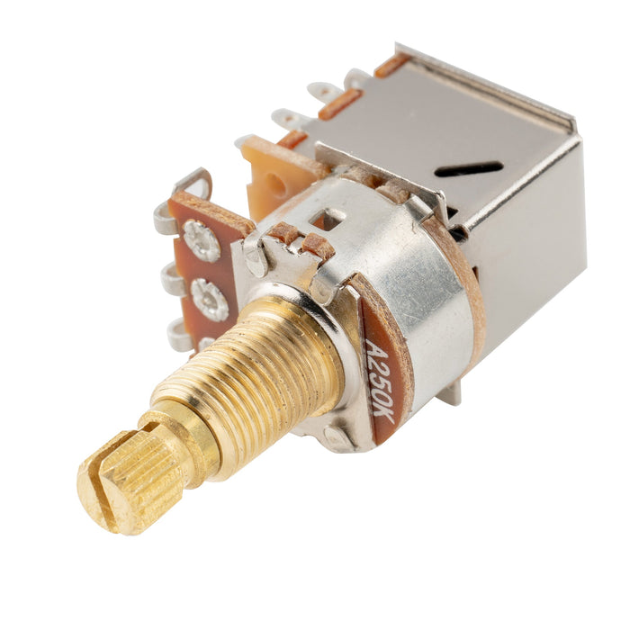 Musiclily Pro A250K 黄銅製ポット メトリック スプリット 標準シャフト 9.5mm プッシュプル オーディオテーパー ポテンショメーター エレキギター/ベース用