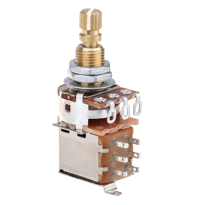 Musiclily Pro A250K ブラスポット メトリック分割スタンダードシャフト 9.5mm プッシュプッシュ オーディオテーパーポテンショメーター エレキギター/ベース用