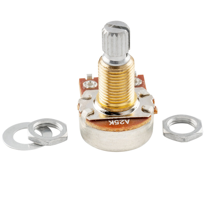 detail of musiclily pro 25k brass thread mini metric coarse 18 spline split shaft pots audio linear taper potentiometers for electric guitar bass mx1955 2