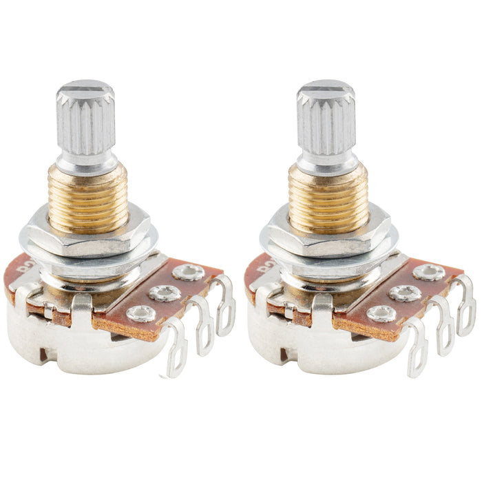 musiclily pro 25k brass thread mini metric coarse 18 spline split shaft pots audio linear taper potentiometers for electric guitar bass mx1955 2, 2 pcs