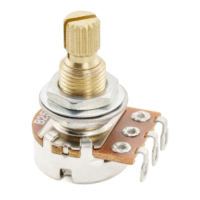 Musiclily Pro A25K Mini Pot Brass Metric Split Standard Shaft 9.5mm Audio Taper Potentiometer for Active Pickups Electric Guitar Bass