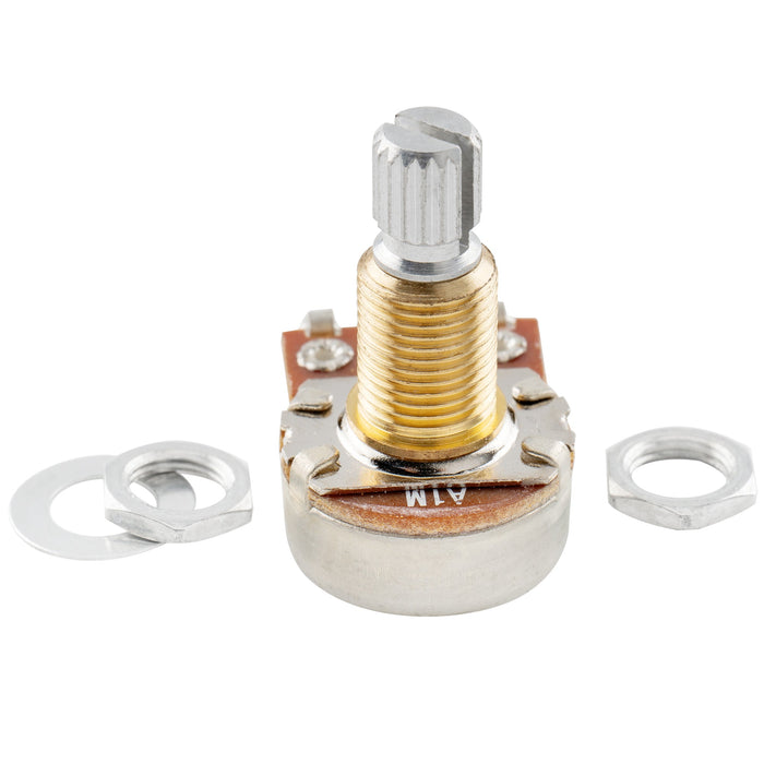 detail of musiclily pro 1meg brass thread mini metric coarse 18 spline split shaft pots audio linear taper potentiometers for electric guitar bass mx1957 2