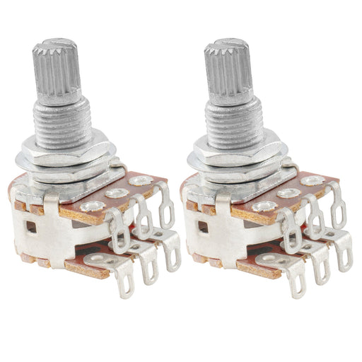 musiclily pro mn250k aluminum thread mini metric coarse 18 spline split shaft blend pots dual balance potentiometers with center detent for electric guitar bass mx1959 2
