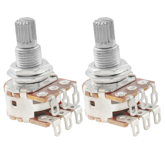 musiclily pro mn250k aluminum thread mini metric coarse 18 spline split shaft blend pots dual balance potentiometers with center detent for electric guitar bass mx1959 2