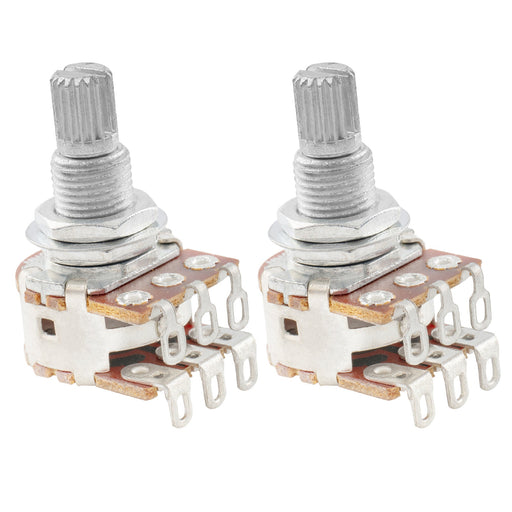 musiclily pro mn500k aluminum thread mini metric coarse 18 spline split shaft blend pots dual balance potentiometers with center detent for electric guitar bass mx1960 2