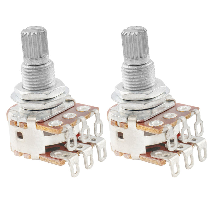 musiclily pro mn500k aluminum thread mini metric coarse 18 spline split shaft blend pots dual balance potentiometers with center detent for electric guitar bass mx1960 2