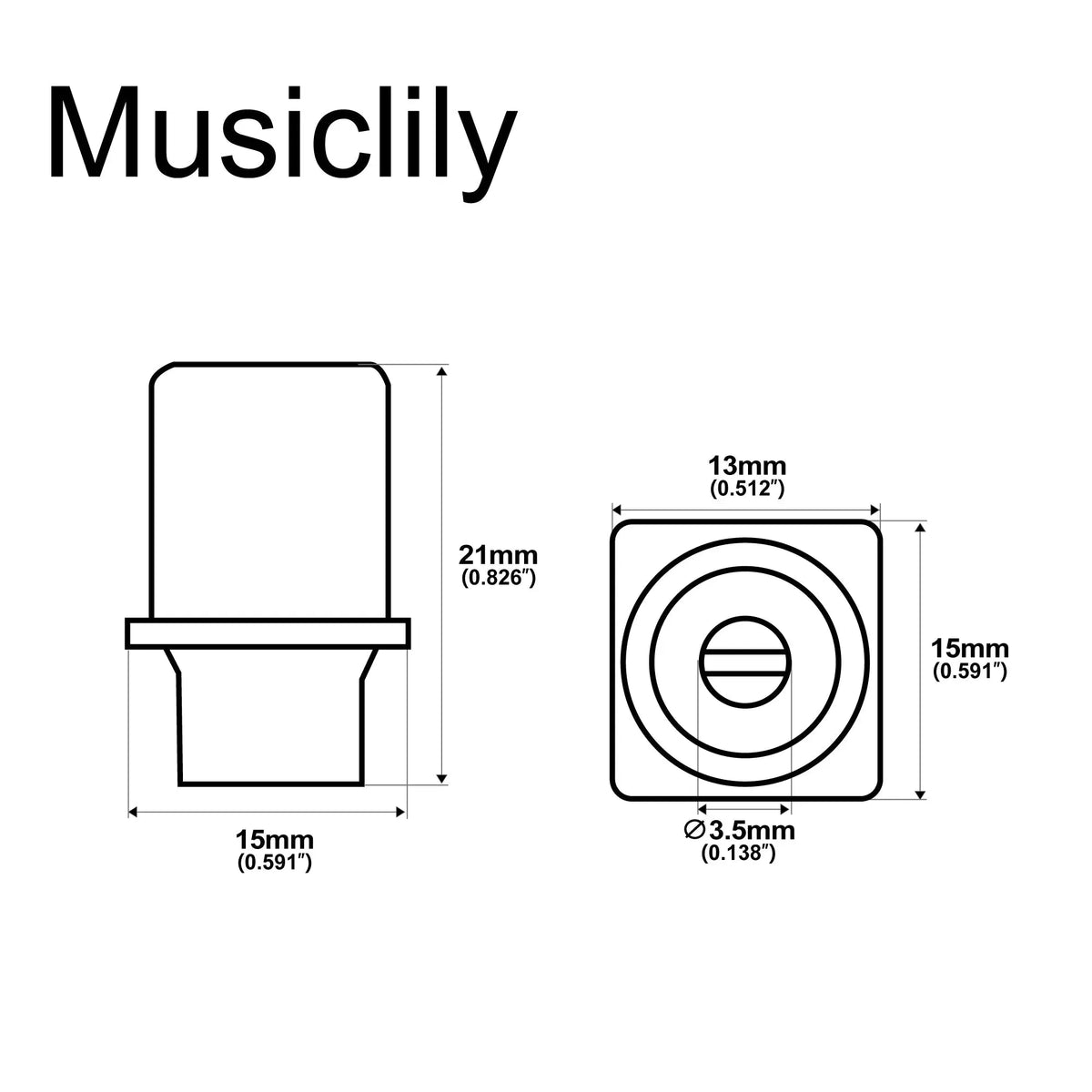 Dimensions of musiclily pro metric size top hat guitar switch tips 3 way pickup selector switch knobs for import squier tele style mx1971 2p