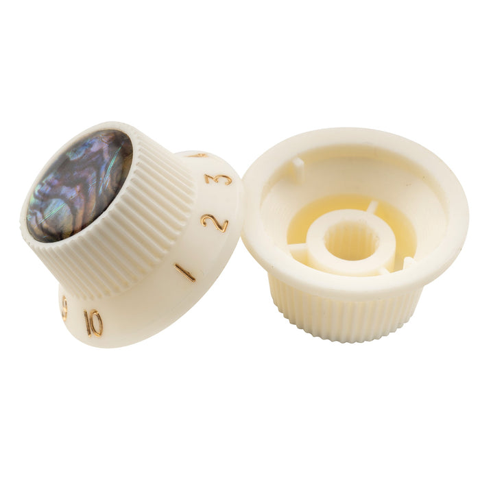 Musiclily Pro Plastic Metric Size Abalone Top Strat Knobs for Squier ST Style Guitar, Set of 3