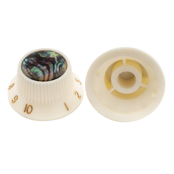 Musiclily Pro Plastic Metric Size Abalone Top Strat Knobs for Squier ST Style Guitar, Set of 3