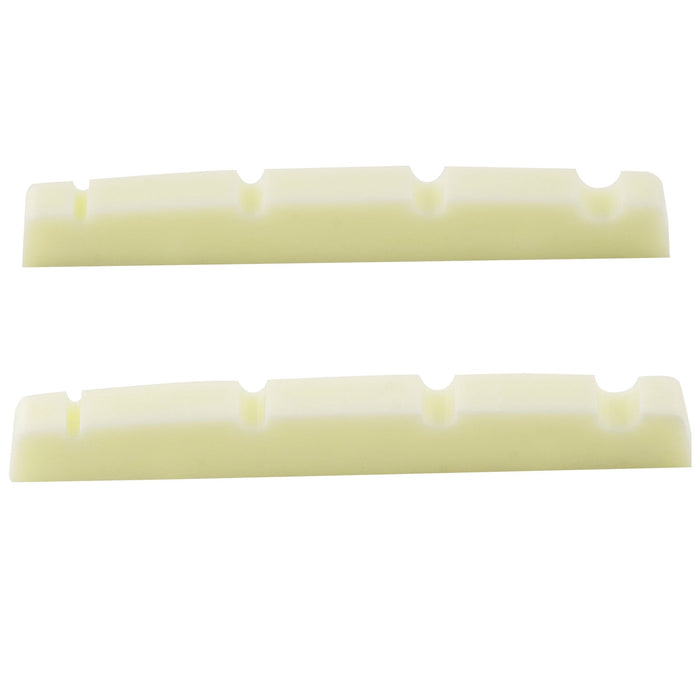 musiclily pro urea resin plastic slotted 42 3mm precision bass nuts flat bottom for 4 string p bass mx1991 2p, mint ivory color