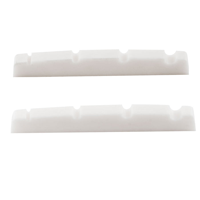 musiclily pro urea resin plastic slotted 42 3mm precision bass nuts flat bottom for 4 string p bass mx1991 2p, white